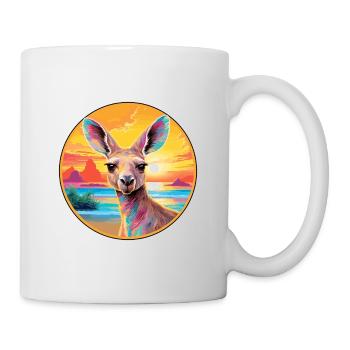 Kangourou coloré aquarelle dessin animé Kawaii Animal - Mug blanc - blanc - Droite