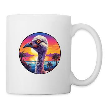 autruche coloré aquarelle dessin animé animal kawaii - Mug blanc - blanc - Droite