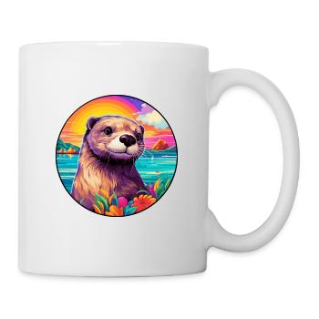 Otter Colorful Watercolor Cartoon Kawaii Animal - Mug - white - Right
