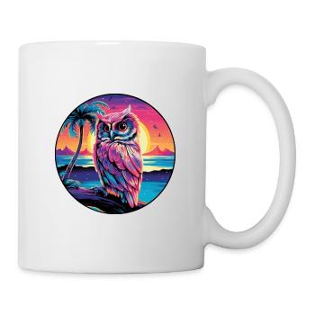 Owl Colorful Watercolor Cartoon Kawaii Animal - Mug - white - Right