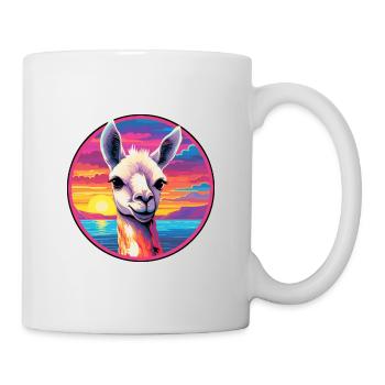 Llama Colorful Watercolor Cartoon Kawaii Animal - Mug - white - Right