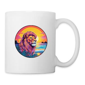 Lion Colorful Watercolor Cartoon Kawaii Animal - Mug - white - Right