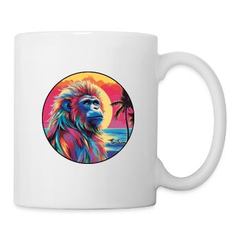 Mandrill Aquarelle Colorée Dessin Animé Kawaii Animal - Mug blanc - blanc - Droite
