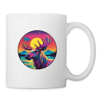 Elch bunte Aquarell-Karikatur Kawaii-Tier - Tasse - Weiß - Rechts
