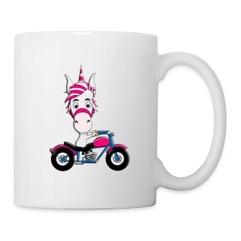 MOTORRAD - BIKER - EINHORN - Tasse - Weiß - Rechts