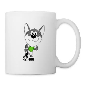 FUßBALL - HUSKY - HUND - SPORT - TIER - Tasse - Weiß - Rechts