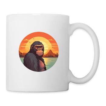 Affe buntes Aquarell Cartoon Kawaii Tier - Tasse - Weiß - Rechts