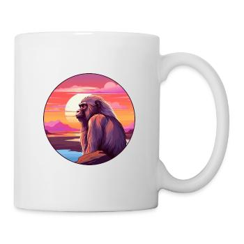 Babouin Aquarelle Colorée Dessin Animé Kawaii Animal - Mug blanc - blanc - Droite