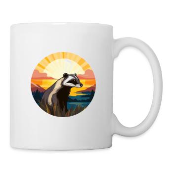 Blaireau Aquarelle Colorée Dessin Animé Kawaii Animal - Mug blanc - blanc - Droite