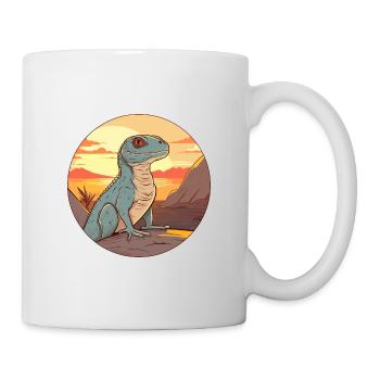 Basilisk Buntes Aquarell Cartoon Kawaii Tier - Tasse - Weiß - Rechts