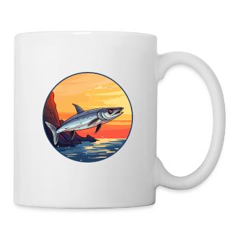 Barracuda Aquarelle Colorée Dessin Animé Kawaii Pet - Mug blanc - blanc - Droite