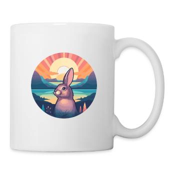 Hase buntes Aquarell Cartoon Kawaii Tier - Tasse - Weiß - Rechts