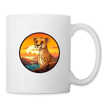 Guépard coloré aquarelle dessin animé kawaii Animal - Mug blanc - blanc - Droite