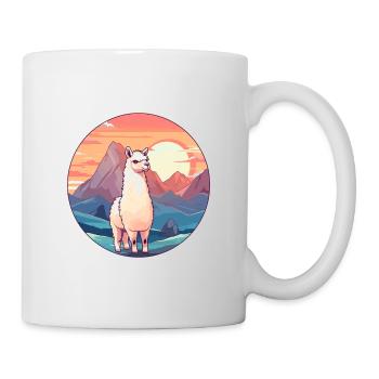 Alpaga Aquarelle Colorée Dessin Animé Kawaii Animal - Mug blanc - blanc - Droite