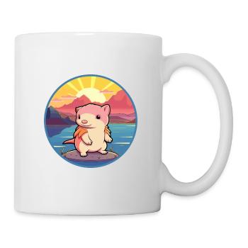 Axolotl Aquarelle Colorée Dessin Animé Kawaii Animal - Mug blanc - blanc - Droite