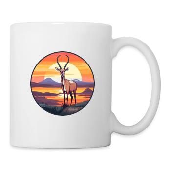 Antelope Colorful Watercolor Cartoon Kawaii Animal - Mug - white - Right