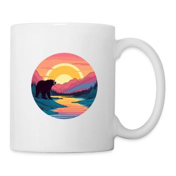 Bär Buntes Aquarell Cartoon Kawaii Tier - Tasse - Weiß - Rechts