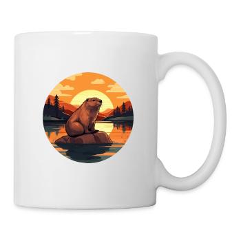 Beaver Colorful Watercolor Cartoon Kawaii Animal - Mug - white - Right