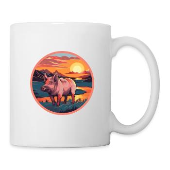 Boar Colorful Watercolor Cartoon Kawaii Animal - Mug - white - Right