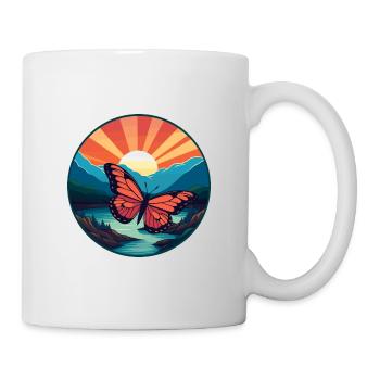 Papillon Aquarelle Colorée Dessin Animé Kawaii Pet - Mug blanc - blanc - Droite