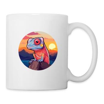 Chameleon Colorful Watercolor Cartoon Kawaii Pet - Mug - white - Right