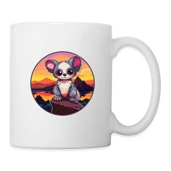 Aye Aye Bunte Aquarell-Karikatur Kawaii-Tier - Tasse - Weiß - Rechts