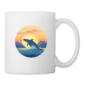 Blue Whale Colorful Watercolor Cartoon Kawaii Pet - Mug - white - Right