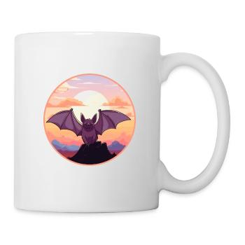 Fledermaus Buntes Aquarell Cartoon Kawaii Tier - Tasse - Weiß - Rechts