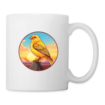 Canari oiseau coloré aquarelle dessin animé kawaii animal de compagnie - Mug blanc - blanc - Droite