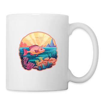 Poisson de récif corallien aquarelle colorée Cartoon Kawaii - Mug blanc - blanc - Droite
