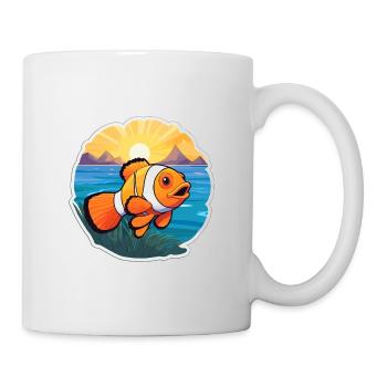 Poisson-clown aquarelle colorée dessin animé kawaii animal de compagnie - Mug blanc - blanc - Droite