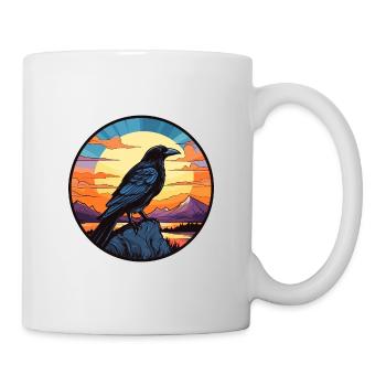 Crow Colorful Watercolor Cartoon Kawaii Animal - Mug - white - Right