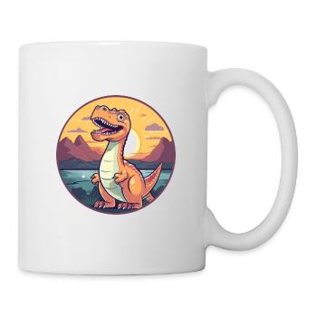 Dinosaurier buntes Aquarell Cartoon Kawaii Tier - Tasse - Weiß - Rechts