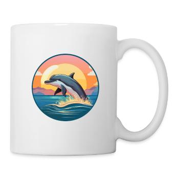 Dolphin Colorful Watercolor Cartoon Kawaii Animal - Mug - white - Right