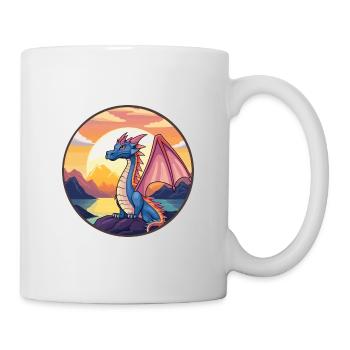 Dragon Colorful Watercolor Cartoon Kawaii Animal - Mug - white - Right