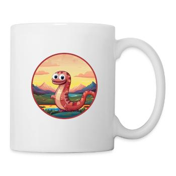 Ver de terre coloré aquarelle dessin animé kawaii animal de compagnie - Mug blanc - blanc - Droite