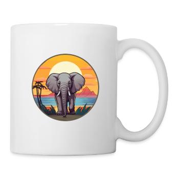 Éléphant Aquarelle Colorée Dessin Animé Kawaii Animal - Mug blanc - blanc - Droite