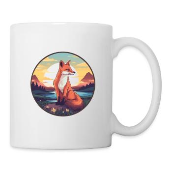 Gelehrter Fuchs Buntes Aquarell Cartoon Kawaii Haustier - Tasse - Weiß - Rechts