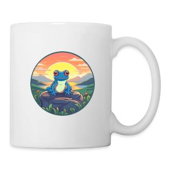 Frosch buntes Aquarell Cartoon Kawaii Tier - Tasse - Weiß - Rechts