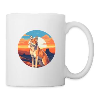Coyote Colorful Watercolor Cartoon Kawaii Animal - Mug - white - Right