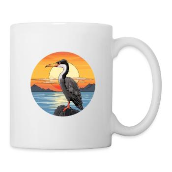 Kormoran Bunte Aquarell-Karikatur Kawaii Haustier - Tasse - Weiß - Rechts