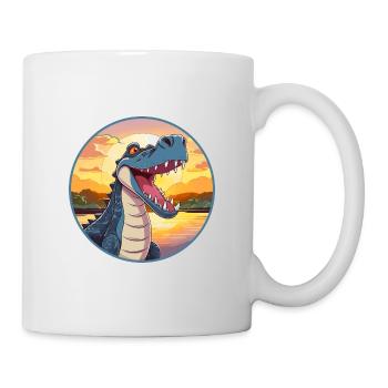 Crocodile Aquarelle Colorée Dessin Animé Kawaii Pet - Mug blanc - blanc - Droite