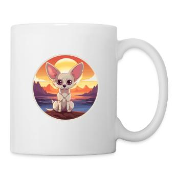 Fennec Fuchs Buntes Aquarell Cartoon Kawaii Haustier - Tasse - Weiß - Rechts
