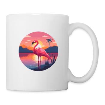 Flamingo Colorful Watercolor Cartoon Kawaii Animal - Mug - white - Right