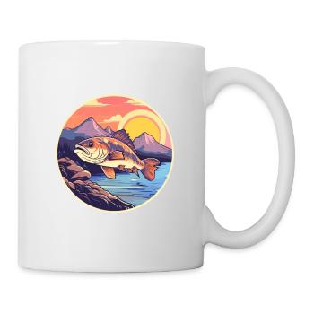 Fish Colorful Watercolor Cartoon Kawaii Animal - Mug - white - Right
