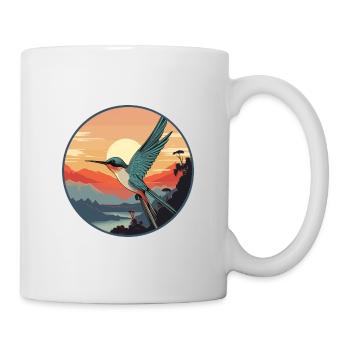 Colibri coloré aquarelle dessin animé kawaii animal de compagnie - Mug blanc - blanc - Droite