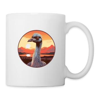 Emu Colorful Watercolor Cartoon Kawaii Animal - Mug - white - Right