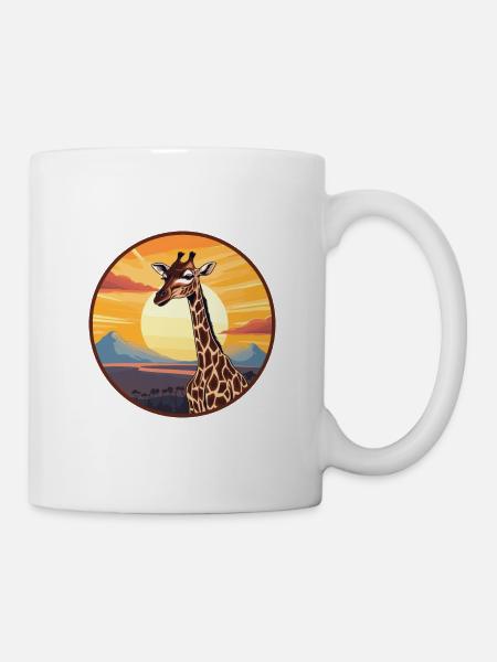 Giraffe Colorful Watercolor Cartoon Kawaii Animal - Mug - white