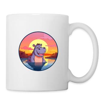 Nilpferd bunte Aquarell-Karikatur Kawaii-Tier - Tasse - Weiß - Rechts