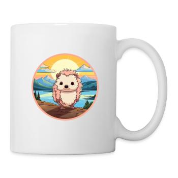 Igel Buntes Aquarell Cartoon Kawaii Tier - Tasse - Weiß - Rechts
